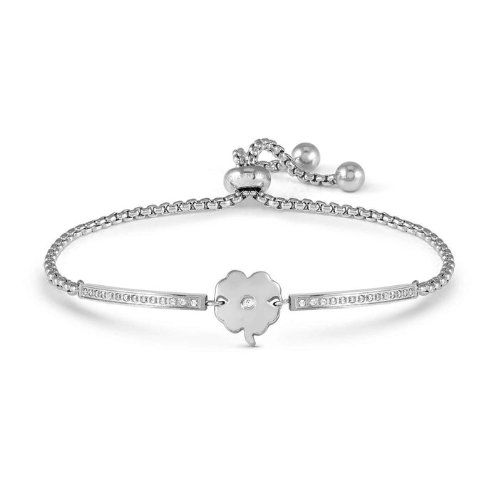Nomination Milleluci Four Leaf Clover With White Crystal Silver Bracelet