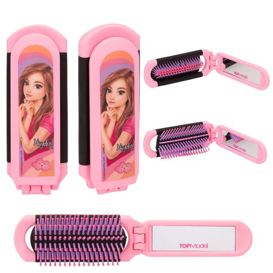 TopModel Folding Hairbrush with Mirror
