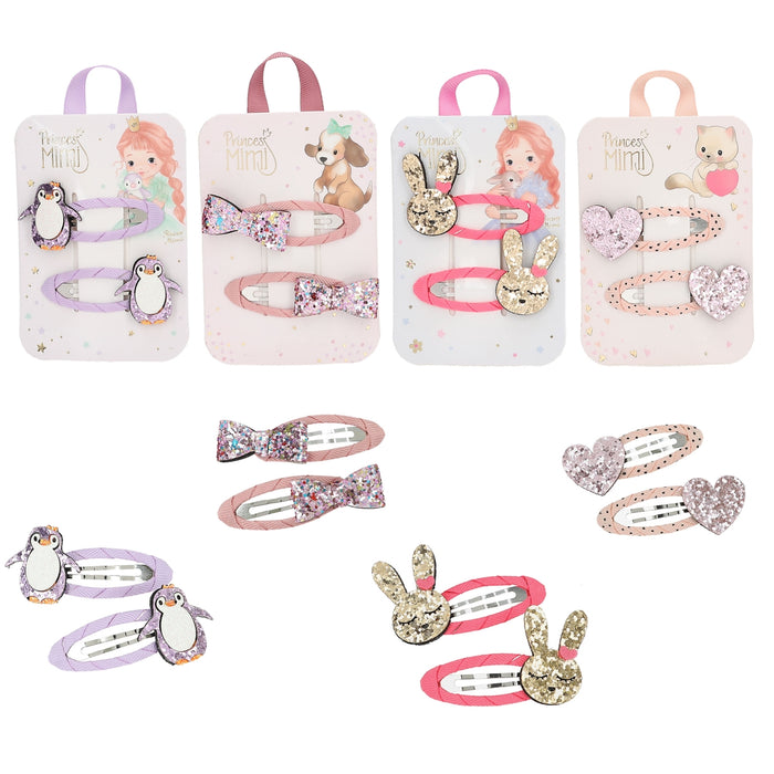Princess Mimi Hair Clips Glitter Motif And Textile