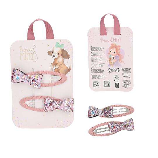 Princess Mimi Hair Clips Glitter Motif And Textile