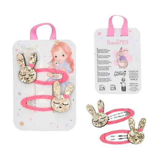 Princess Mimi Hair Clips Glitter Motif And Textile