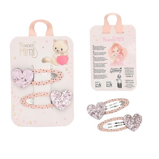 Princess Mimi Hair Clips Glitter Motif And Textile