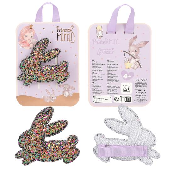 Princess Mimi Hair Clips Glitter Bunny