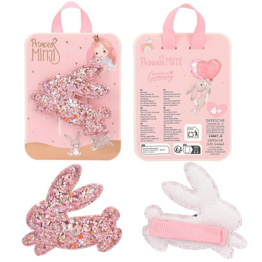 Princess Mimi Hair Clips Glitter Bunny