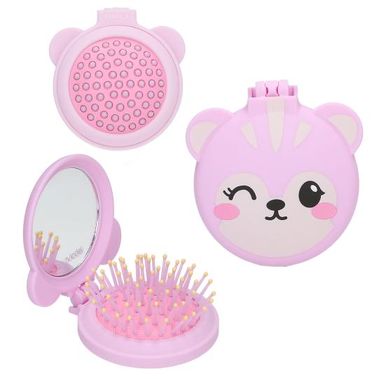 TOPModel Folding Hairbrush With Mirror