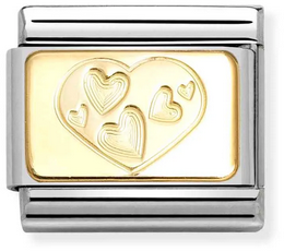 Nomination Classic Gold Hearts Plaque Charm