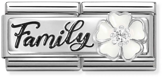 Nomination Classic Silver Double Family White Flower Charm