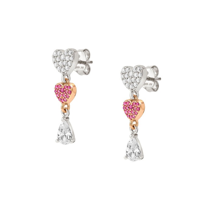 Nomination Lucentissima Coloured Cubic Zirconia Hearts Drop Earrings