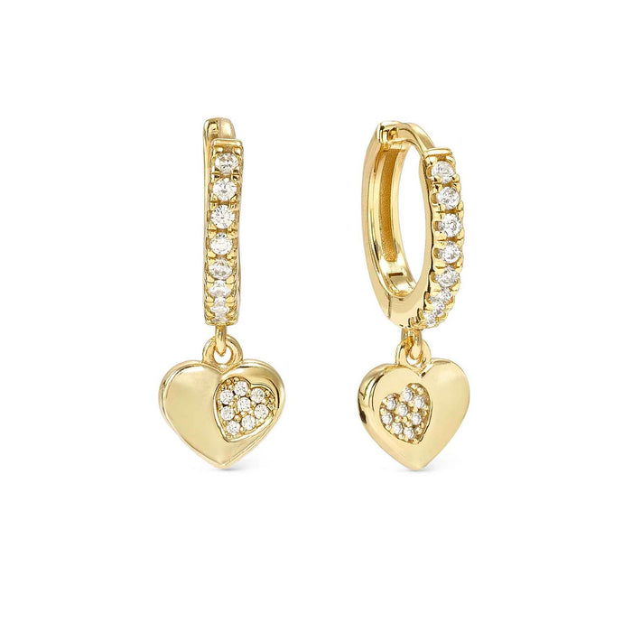Nomination Petit Sparkle Heart With White Stone Gold Hoop Earrings