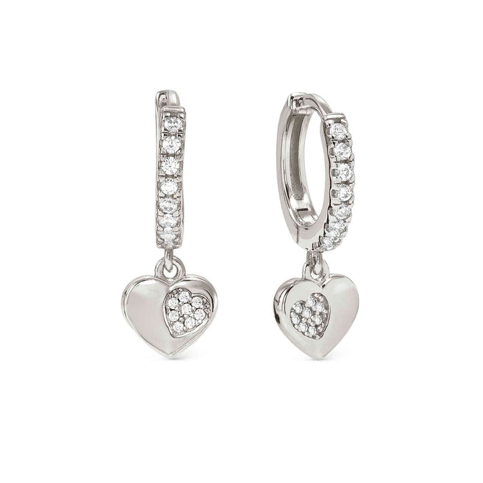 Nomination Petit Sparkle Heart With White Stone Silver Hoop Earrings