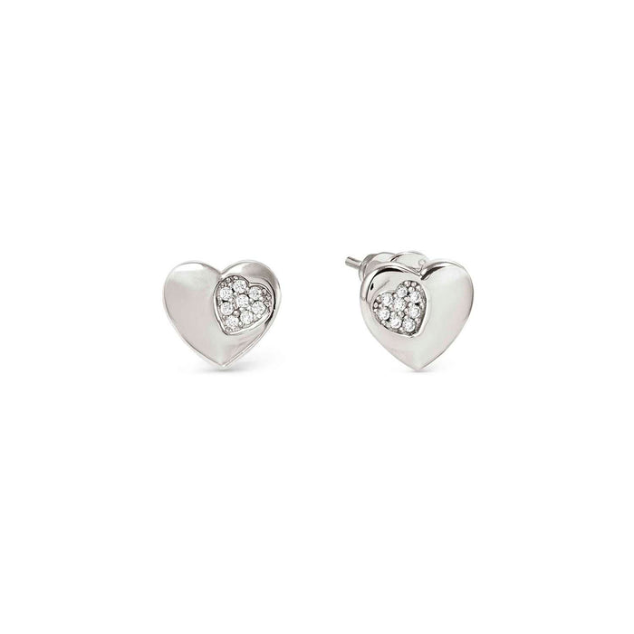 Nomination Petit Sparkle Heart With White Stone Silver Earrings