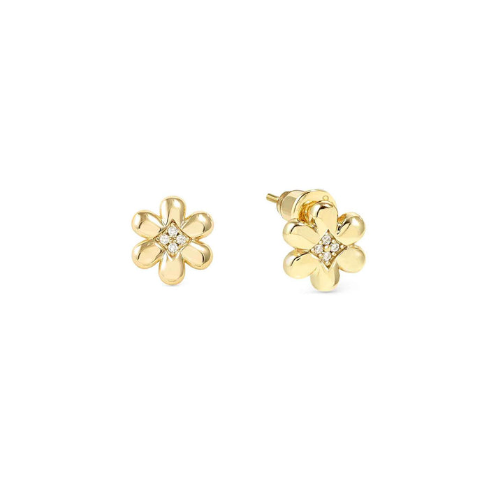 Nomination Petit Sparkle Flower With White Stone Gold Earrings