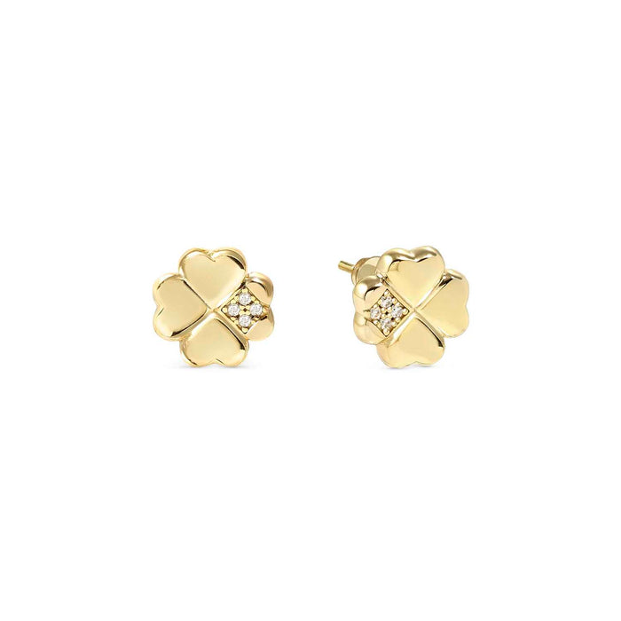 Nomination Petit Sparkle Four Leaf Clover With White Stone Gold Earrings