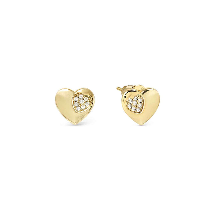 Nomination Petit Sparkle Heart With White Stone Gold Earrings