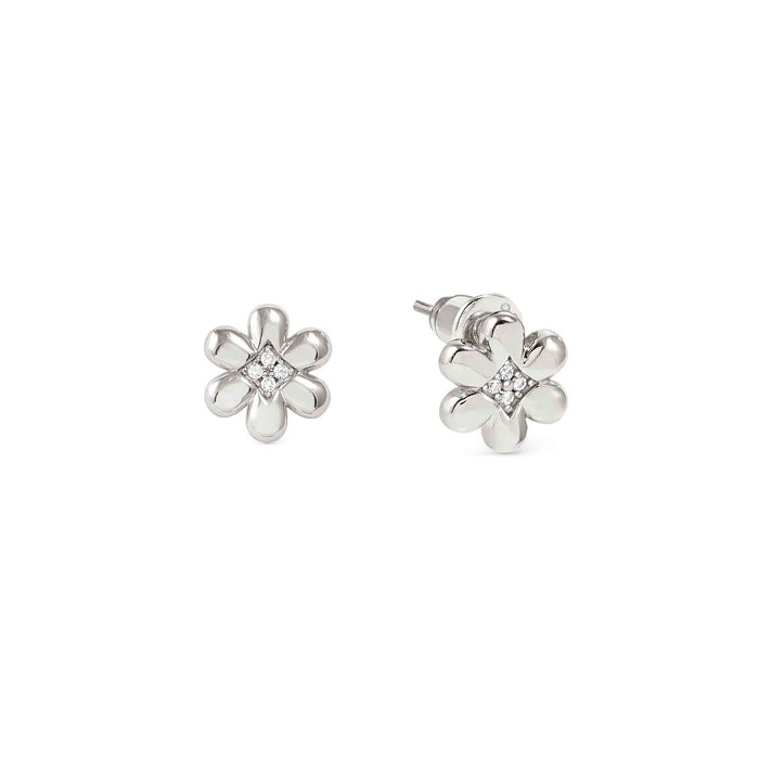 Nomination Petit Sparkle Flower With White Stone Silver Earrings