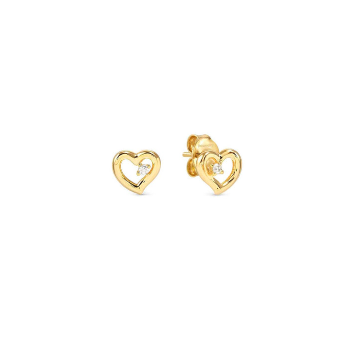 Nomination Drum Beats Heart With White Stone Gold Earrings