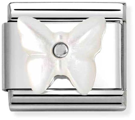 Nomination Classic Silver Butterfly With White Mother of Pearl Charm