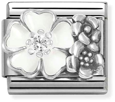 Nomination Classic Silver White Flower With Cubic Zirconia Charm