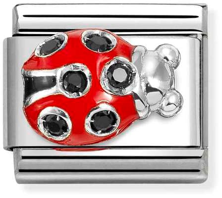Nomination Classic Silver Red ladybug With Cubic Zirconia Charm