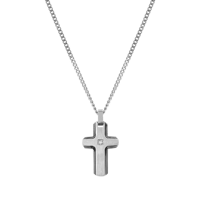 Nomination Strong White Diamond Geometric Cross Necklace