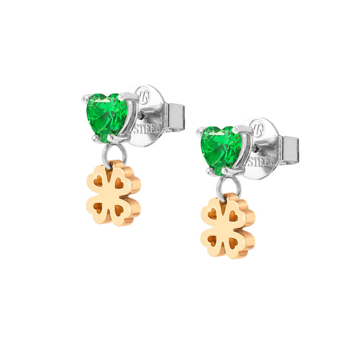 Nomination Principessina Green Four-Leaf-Clover Earrings