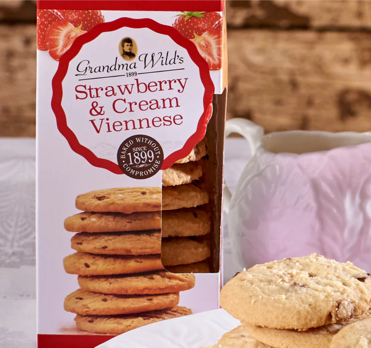 Grandma Wild's Strawberry & Cream Viennese White Chocolate Chips Biscuits