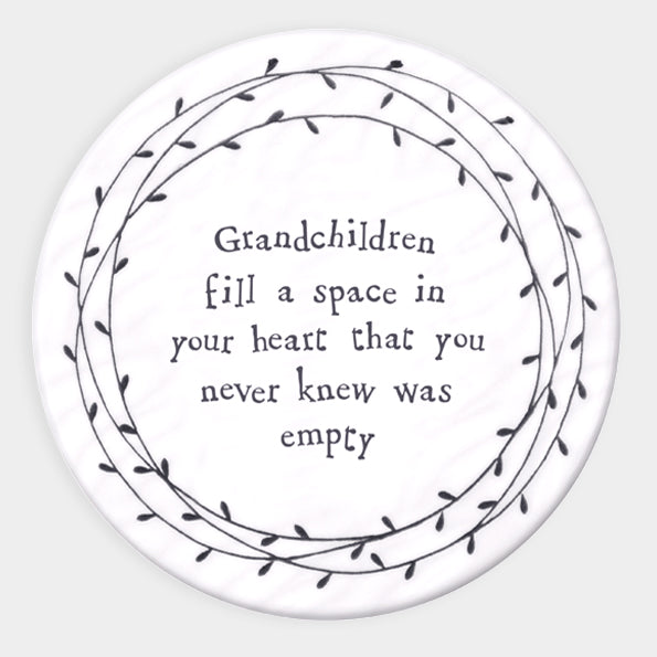 East of India Porcelain Leaf Coaster - Grandchildren Fill A Space