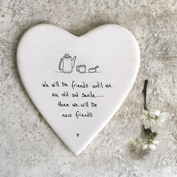 East of India Porcelain Coaster - Friends Old and Senile