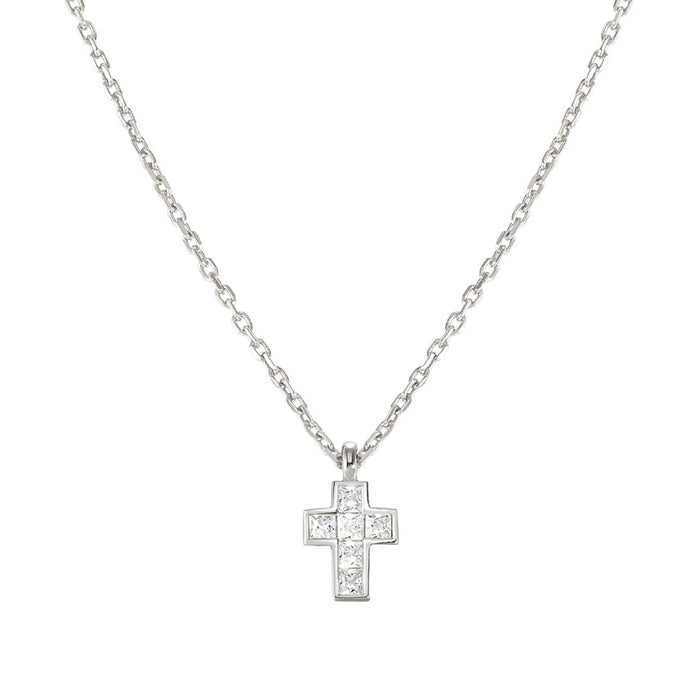 Nomination Carismatica White Stones Small Silver Cross Necklace