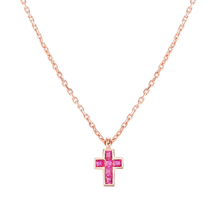 Nomination Carismatica Rose Stones Small Rose Gold Cross Necklace
