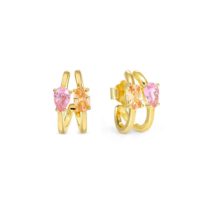Nomination Colour Wave Aurora Edition With Pink Crystal Gold Earrings