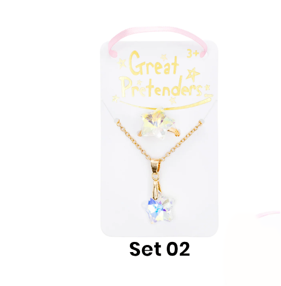 Great Pretenders Boutique Holographic Star Necklace with Ring & Earring Set