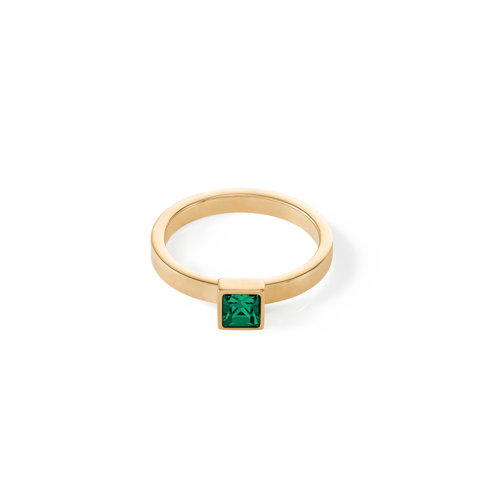 Coeur De Lion Small Crystals Gold Dark Green Ring
