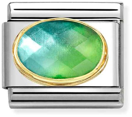 Nomination Classic Gold Faceted Green-Blue Stone Charm