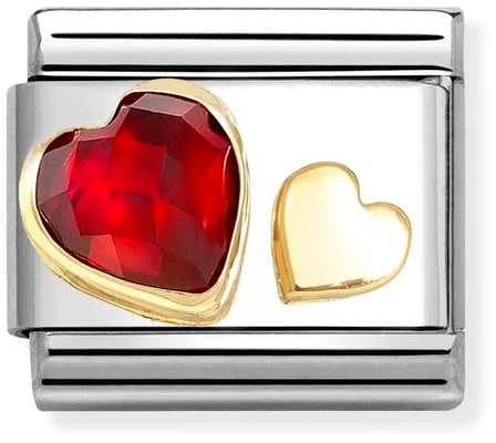 Nomination Classic Gold Faceted Red Heart Cubic Zirconia Charm