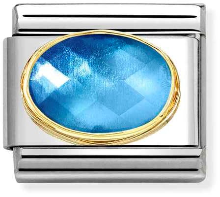 Nomination Classic Gold Faceted Two Tone Blue Stone Charm