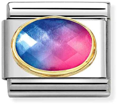 Nomination Classic Gold Faceted Blue-Fuchsia Stone Charm