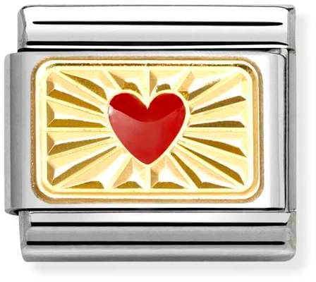 Nomination Classic Gold Plates Red Heart With Etched Detail Charm