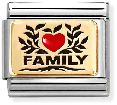 Nomination Classic Gold Plates FAMILY Red Heart Charm