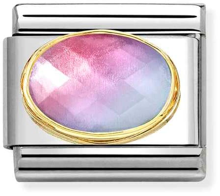 Nomination Classic Gold Faceted Pink-Blue Stone Charm