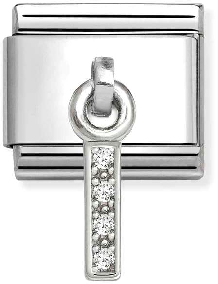Nomination Classic Silver Letter I With White Crystal Charm