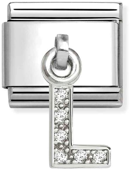 Nomination Classic Silver Letter L With White Crystal Charm