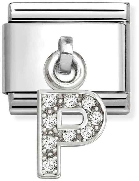 Nomination Classic Silver Letter P With White Crystal Charm