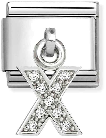 Nomination Classic Silver Letter X With White Crystal Charm