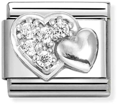 Nomination Classic Silver Raised Heart With Stones Charm