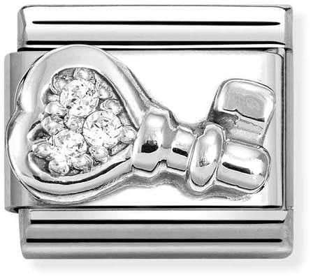 Nomination Classic Silver Raised Key With Stones Charm