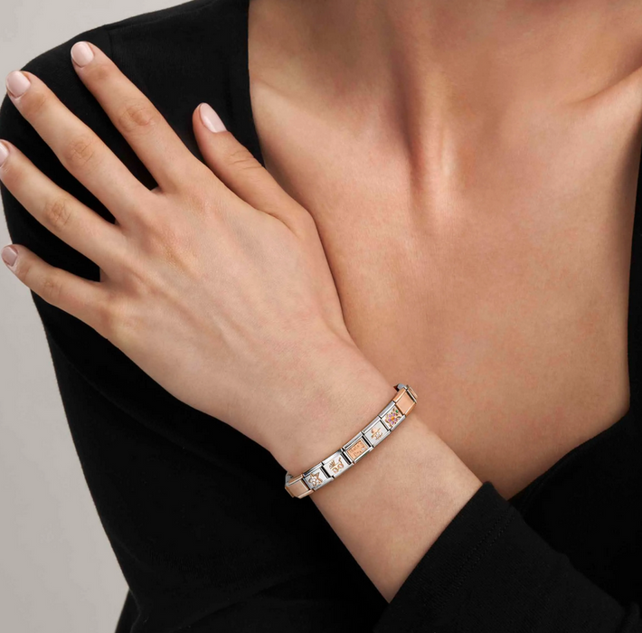 Nomination Classic Gold Sun & Moon Light Pink Stone Star Charm