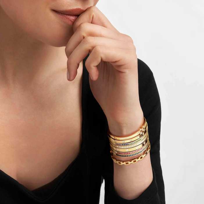 Nomination Pretty Bangles Gold With Pink Cubic Zirconia Bracelet