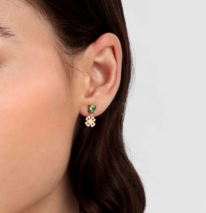 Nomination Principessina Green Four-Leaf-Clover Earrings