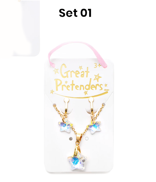 Great Pretenders Boutique Holographic Star Necklace with Ring & Earring Set